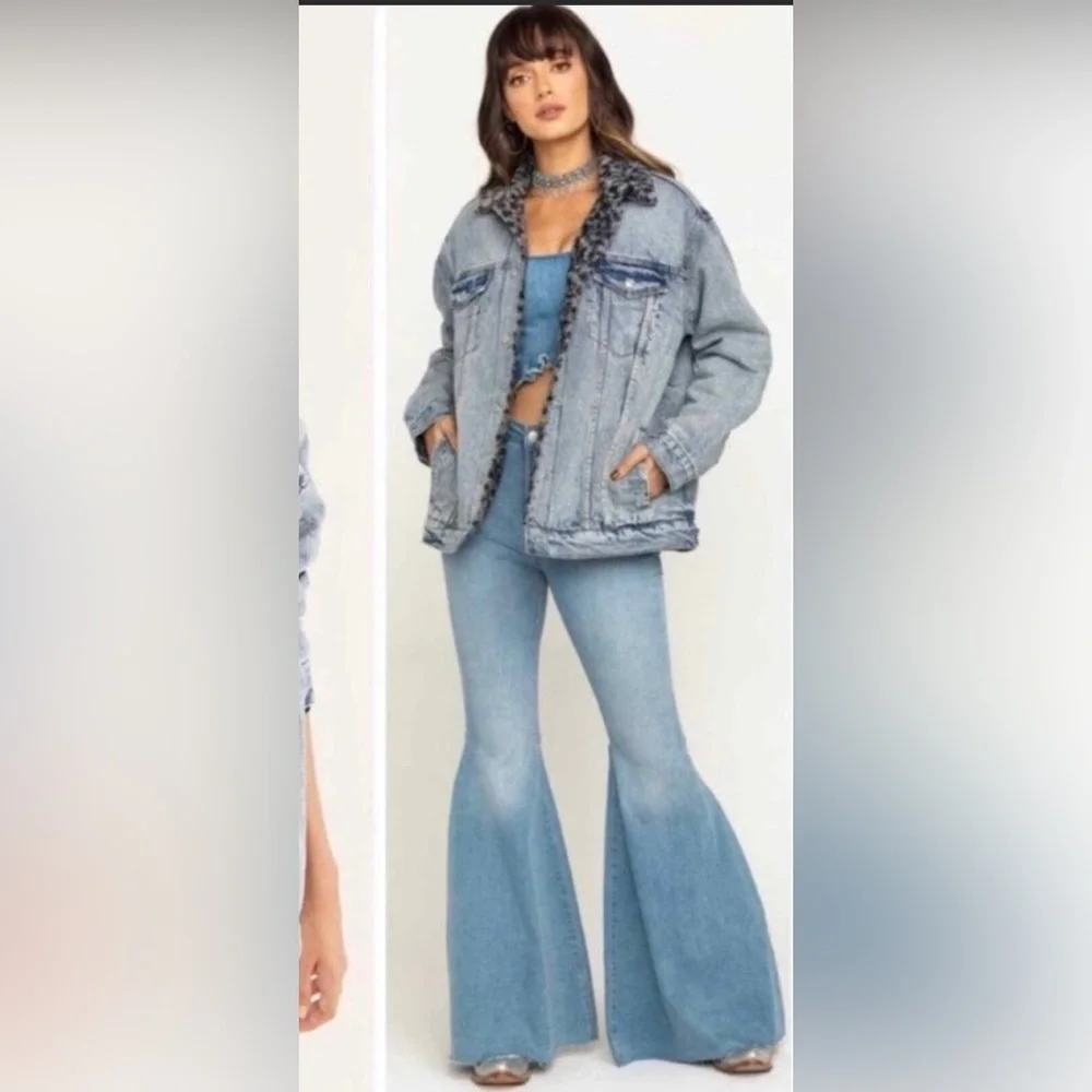 - Just Float On Flare Bell Bottom High Rise Raw Hem